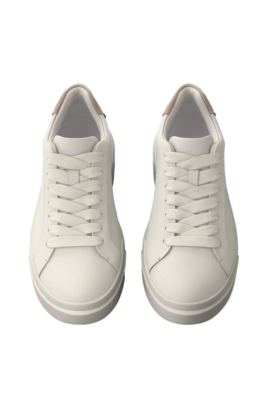 Calvin Klein Calvin Klein Erkek Logo Kabartmalı Düşük Bilekli %100 Deri Beyaz Sneaker YM0YM01344-0LC