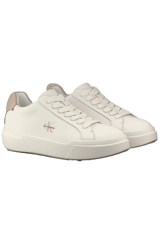 Calvin Klein Calvin Klein Erkek Logo Kabartmalı Düşük Bilekli %100 Deri Beyaz Sneaker YM0YM01344-0LC