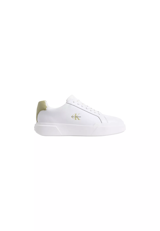 Calvin Klein Calvin Klein Erkek Logo Kabartmalı Düşük Bilekli %100 Deri Beyaz Sneaker YM0YM01344-0LE
