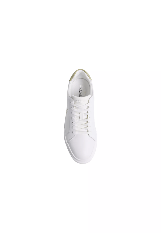 Calvin Klein Calvin Klein Erkek Logo Kabartmalı Düşük Bilekli %100 Deri Beyaz Sneaker YM0YM01344-0LE