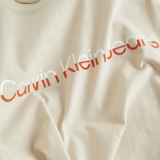 Calvin Klein Calvin Kleın Erkek Logolu Kısa Kollu Pamuklu Bej T-Shirt J30J322511-ACI