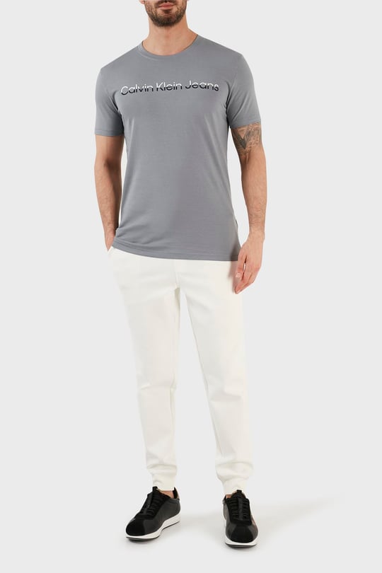 Calvin Klein Calvin Kleın Erkek Logolu Kısa Kollu Pamuklu Gri T-Shirt J30J322511-PN6