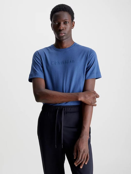 Calvin Klein Calvin Kleın Erkek Logolu Bisiklet Yaka Kısa Kol Standart Mavi T-Shirt 00GMS3K108-DBZ