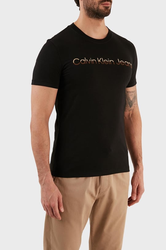 Calvin Klein Calvin Kleın Erkek Logolu Kısa Kollu Pamuklu Siyah T-Shirt J30J322511-BEH