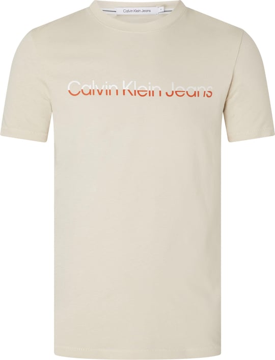 Calvin Klein Calvin Kleın Erkek Logolu Kısa Kollu Pamuklu Bej T-Shirt J30J322511-ACI