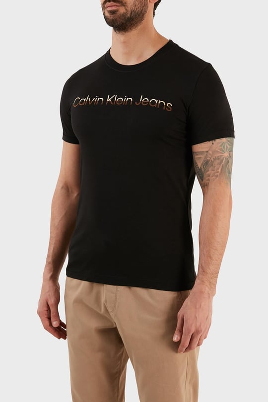 Calvin Klein Calvin Kleın Erkek Logolu Kısa Kollu Pamuklu Siyah T-Shirt J30J322511-BEH