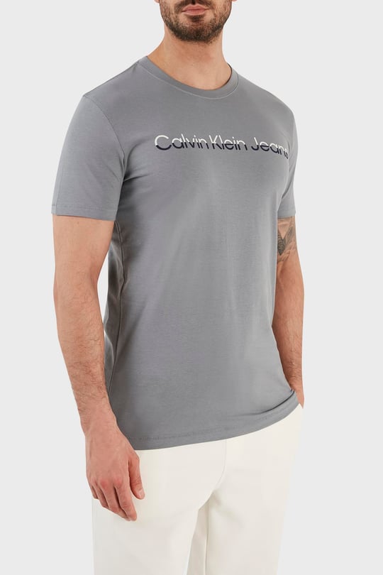 Calvin Klein Calvin Kleın Erkek Logolu Kısa Kollu Pamuklu Gri T-Shirt J30J322511-PN6