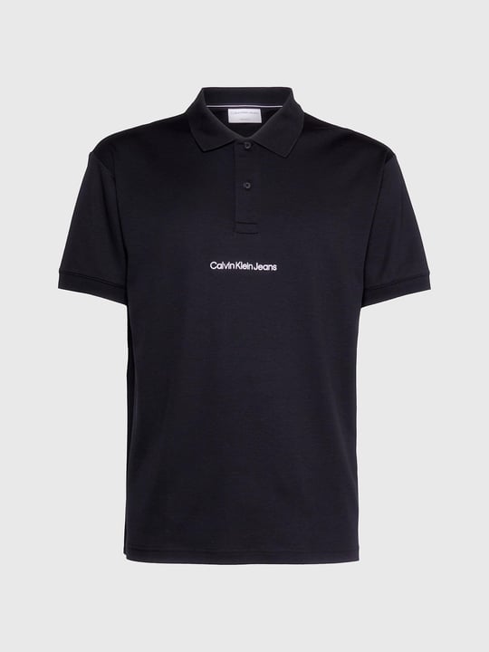Calvin Klein Calvin Kleın Erkek Marka Logolu Polo Yakalı Organik Pamuklu Siyah Polo Yaka T-Shirt J30J322853-BEH