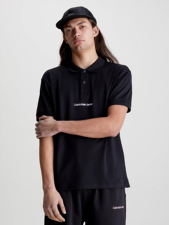 Calvin Klein Calvin Kleın Erkek Marka Logolu Polo Yakalı Organik Pamuklu Siyah Polo Yaka T-Shirt J30J322853-BEH
