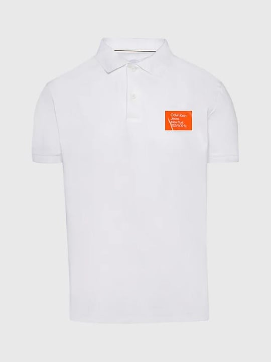 Calvin Klein Calvin Kleın Erkek Marka Logolu Polo Yakalı Organik Pamuklu Beyaz Polo Yaka T-Shirt J30J322854-YAF