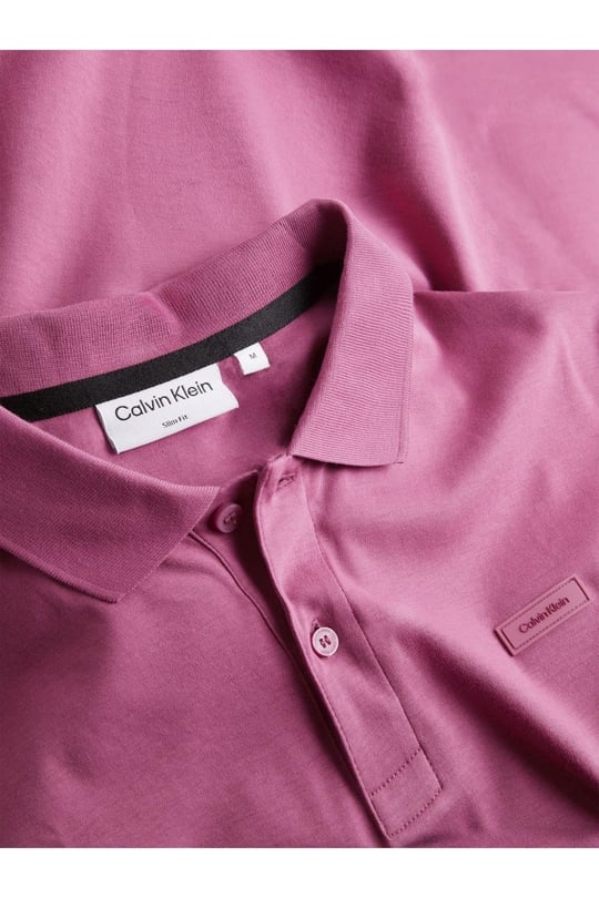 Calvin Klein Calvin Kleın Erkek Marka Logolu Polo Yakalı Organik Pamuklu Fuşya Polo Yaka T-Shirt K10K111657-VUX