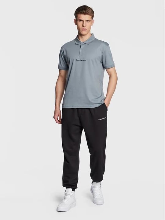 Calvin Klein Calvin Kleın Erkek Marka Logolu Polo Yakalı Organik Pamuklu Gri Polo Yaka T-Shirt J30J322853-PN6