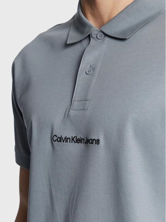 Calvin Klein Calvin Kleın Erkek Marka Logolu Polo Yakalı Organik Pamuklu Gri Polo Yaka T-Shirt J30J322853-PN6