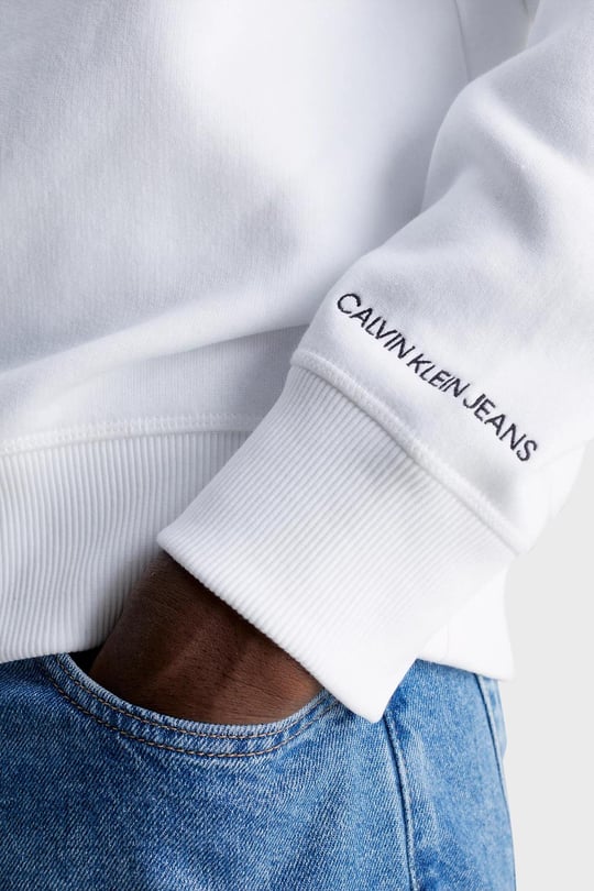 Calvin Klein Calvin Kleın Erkek Marka Logo Detaylı Bisiklet Yaka Regular Fit Beyaz Sweatshirt J30J314536-BEYAZ