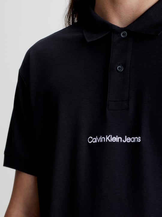 Calvin Klein Calvin Kleın Erkek Marka Logolu Polo Yakalı Organik Pamuklu Siyah Polo Yaka T-Shirt J30J322853-BEH