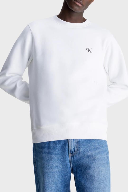 Calvin Klein Calvin Kleın Erkek Marka Logo Detaylı Bisiklet Yaka Regular Fit Beyaz Sweatshirt J30J314536-BEYAZ