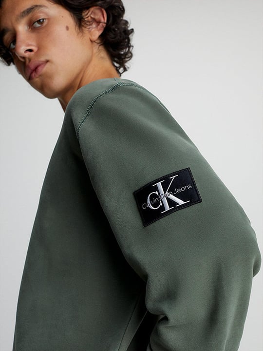 Calvin Klein Calvin Kleın Erkek Marka Logo Detaylı Regular Fit Uzun Kollu Yeşil Sweatshirt J30J323426-LLP