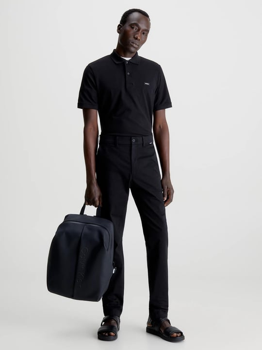 Calvin Klein Calvin Kleın Erkek Marka Logolu Polo Yakalı Organik Pamuklu Siyah Polo Yaka T-Shirt K10K111196-BEH