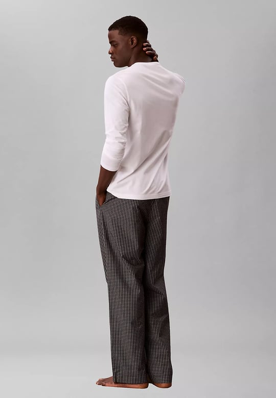 Calvin Klein Calvin Klein Erkek Normal Kesim Jakarlı Logo Detaylı Uzun Kollu %100 Pamuklu Siyah Pijama Takımı LV00NM2953-3R2