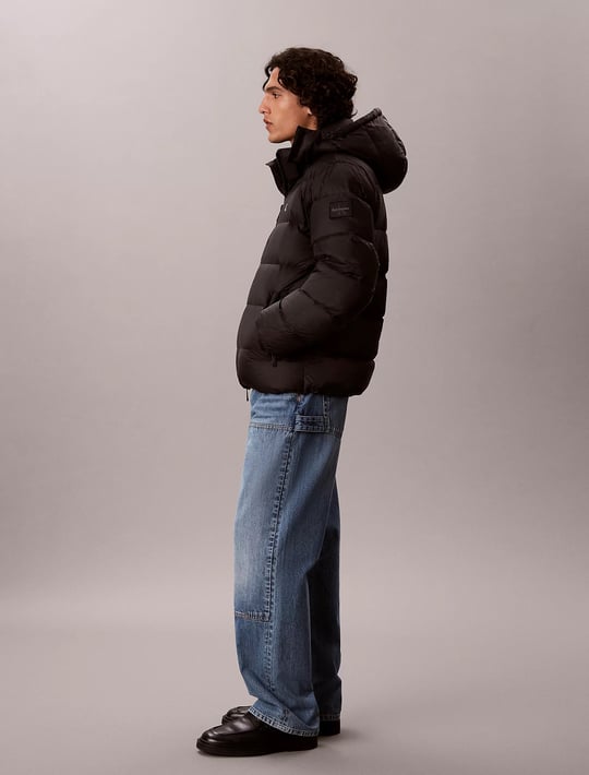 Calvin Klein Calvin Klein Erkek Normal Kesim Kuş Tüyü Dolgulu Kapitone Tasarımlı Çıkarılabilir Kapüşonlu Siyah Mont LV04RG515G-UB1