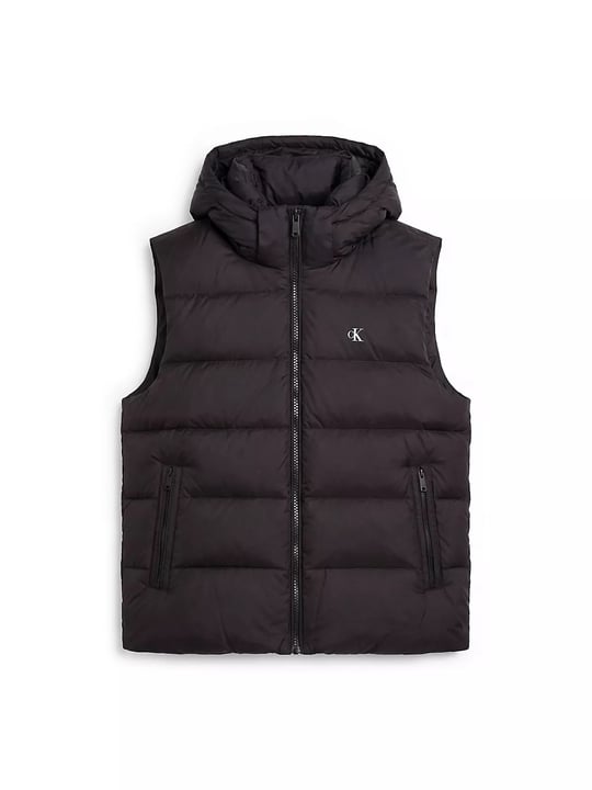 Calvin Klein Calvin Klein Erkek Normal Kalıp Kuş Tüyü Dolgulu Kapitone Desenli Çıkarılabilir Kapüşonlu Siyah Yelek LV04RG514G-UB1