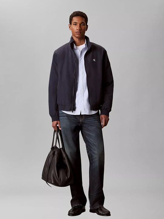 Calvin Klein Calvin Klein Erkek Normal Kalıp Dik Yaka Fermuarlı Uzun Kollu Lacivert Ceket LV04RG500G-CEF