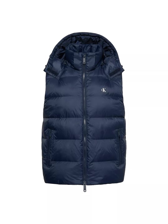 Calvin Klein Calvin Klein Erkek Normal Kalıp Kuş Tüyü Dolgulu Kapitone Desenli Çıkarılabilir Kapüşonlu Lacivert Yelek LV04RG514G-CEF