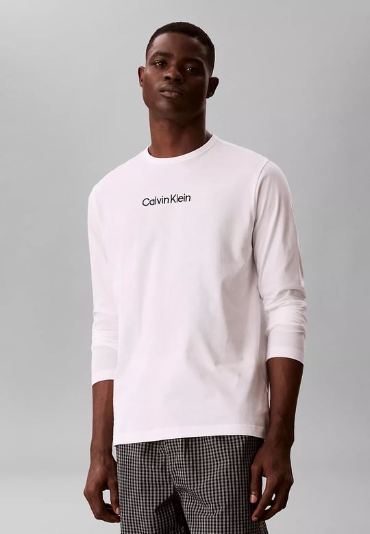 Calvin Klein Calvin Klein Erkek Normal Kesim Jakarlı Logo Detaylı Uzun Kollu %100 Pamuklu Siyah Pijama Takımı LV00NM2953-3R2