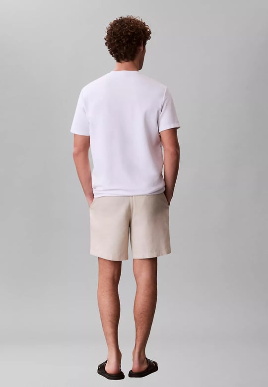 Calvin Klein Calvin Klein Erkek Normal Kesim Beli Lastikli Keten Bej Şort LV04LF620G-2JX
