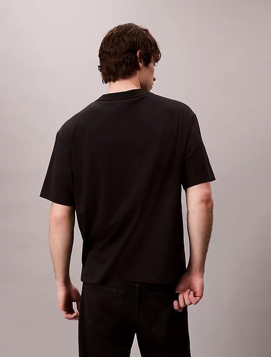 Calvin Klein Calvin Klein Erkek Normal Kalıp Yuvarlak Yaka Pamuklu Logo Detaylı Kısa Kollu Siyah T-Shirt LV04LD230G-UB1