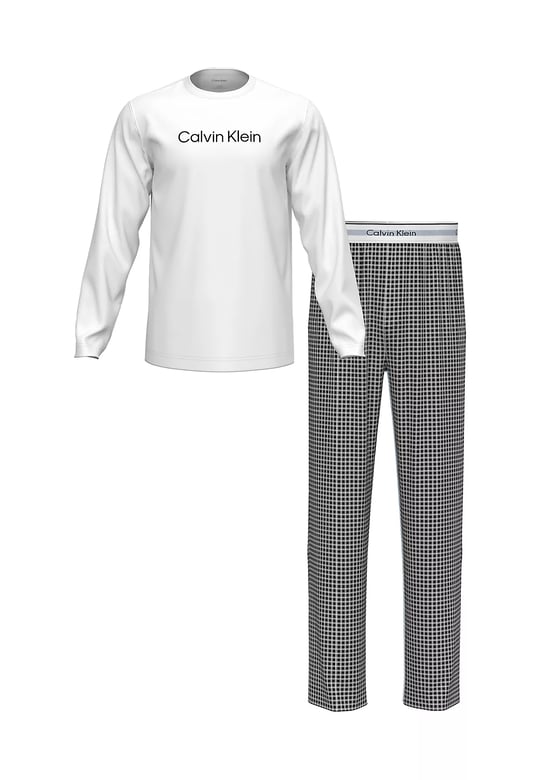 Calvin Klein Calvin Klein Erkek Normal Kesim Jakarlı Logo Detaylı Uzun Kollu %100 Pamuklu Siyah Pijama Takımı LV00NM2953-3R2