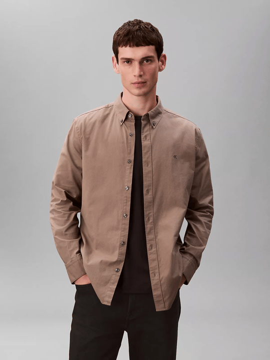 Calvin Klein Calvin Klein Erkek Pamuklu Regular Fit Uzun Kollu Haki Gömlek LV140EM125-LKJ