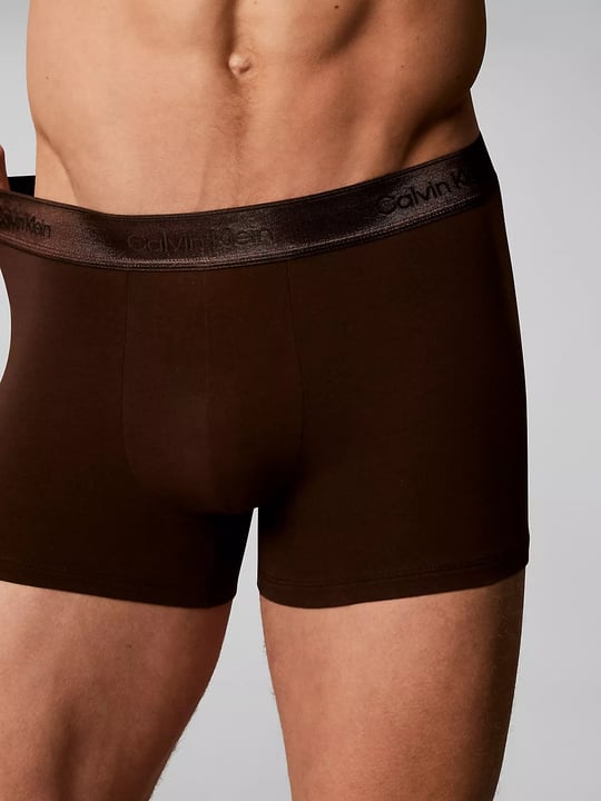 Calvin Klein Calvin Klein Erkek Pamuklu Slim Fit Beli Elastik Bantlı 3'lü Siyah-Kahverengi-Krem Boxer LV00NB4575-NGM