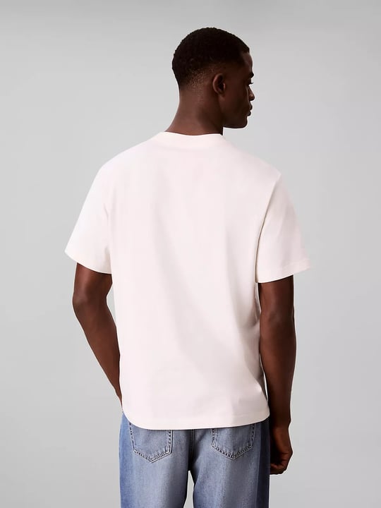 Calvin Klein Calvin Klein Erkek Pamuklu Bisiklet Yaka Kısa Kollu Ekru T-Shirt LV04RH844G-YAS