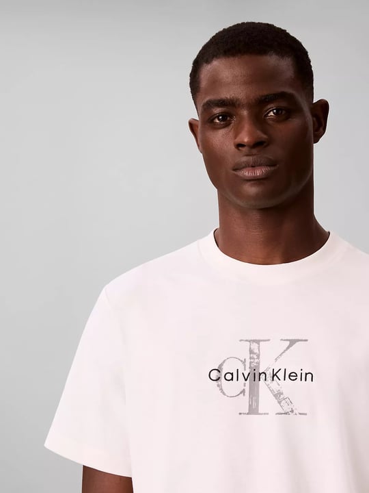 Calvin Klein Calvin Klein Erkek Pamuklu Bisiklet Yaka Kısa Kollu Ekru T-Shirt LV04RH844G-YAS