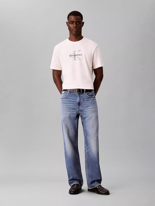 Calvin Klein Calvin Klein Erkek Pamuklu Bisiklet Yaka Kısa Kollu Ekru T-Shirt LV04RH844G-YAS