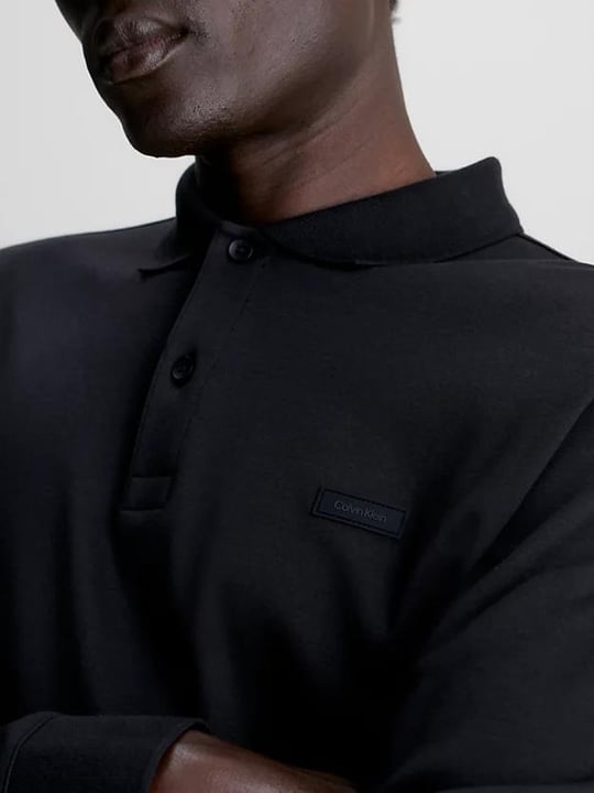 Calvin Klein Calvin Kleın Erkek Polo Yaka Uzun Kollu Pamuklu Rahat Kesim Siyah Polo Yaka T-Shirt K10K111868-BEH
