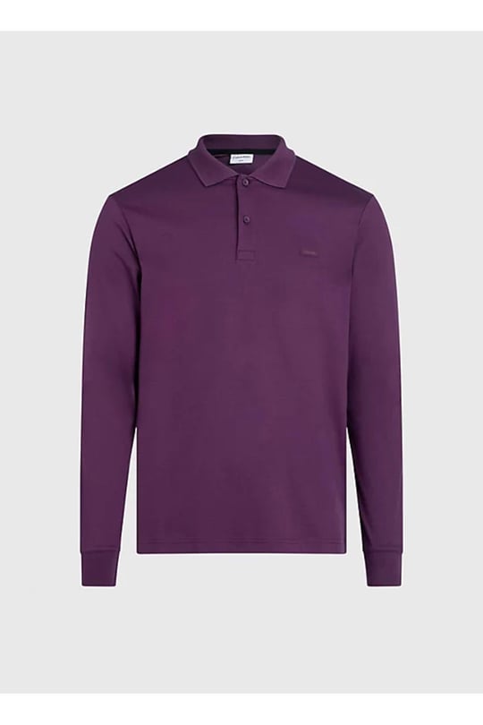 Calvin Klein Calvin Kleın Erkek Polo Yaka Uzun Kollu Pamuklu Rahat Kesim Mor Polo Yaka T-Shirt K10K111868-VDS