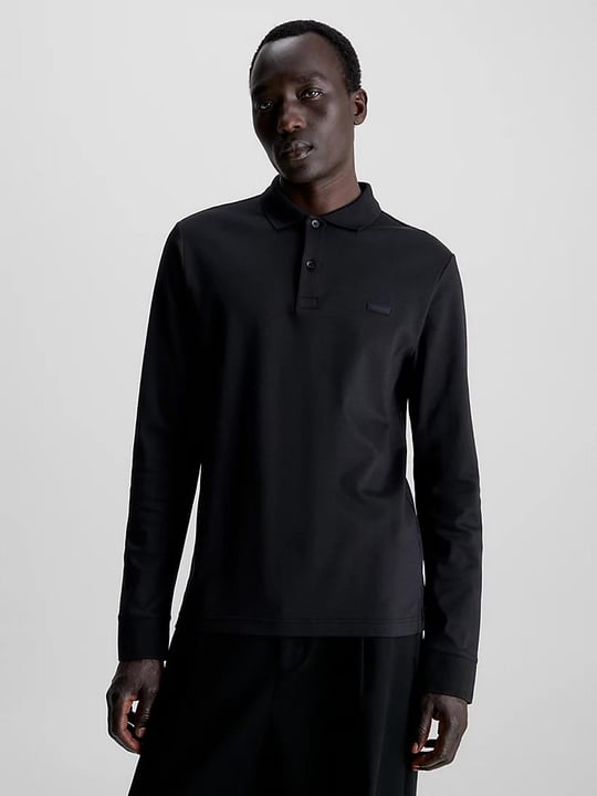 Calvin Klein Calvin Kleın Erkek Polo Yaka Uzun Kollu Pamuklu Rahat Kesim Siyah Polo Yaka T-Shirt K10K111868-BEH