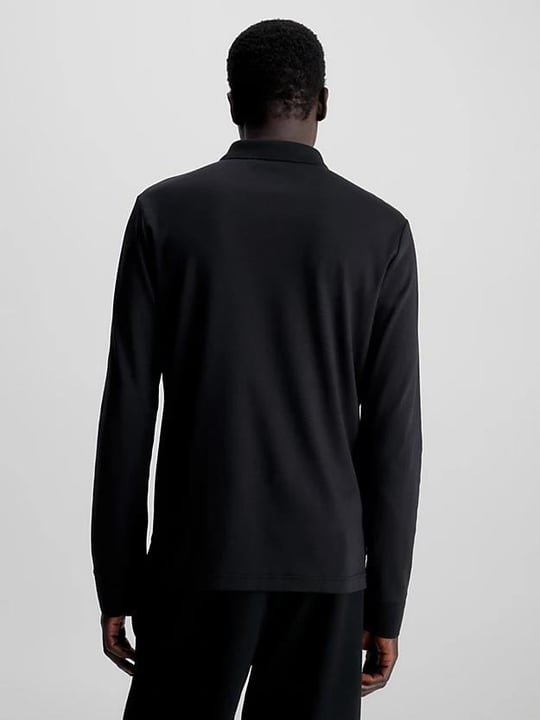 Calvin Klein Calvin Kleın Erkek Polo Yaka Uzun Kollu Pamuklu Rahat Kesim Siyah Polo Yaka T-Shirt K10K111868-BEH
