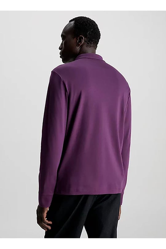 Calvin Klein Calvin Kleın Erkek Polo Yaka Uzun Kollu Pamuklu Rahat Kesim Mor Polo Yaka T-Shirt K10K111868-VDS