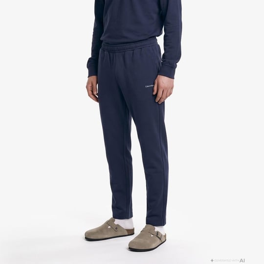 Calvin Klein Calvin Klein Erkek Premium Havlu Kumaş Mikro Logo Detaylı Jogger Lacivert Eşofman Altı LV04LH217G-CEF