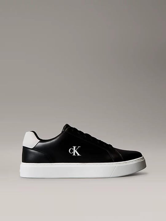 Calvin Klein Calvin Klein Erkek Rahat Taban Bağcıklı Deri Düz Taban Siyah Sneaker YM0YM01435-0GM