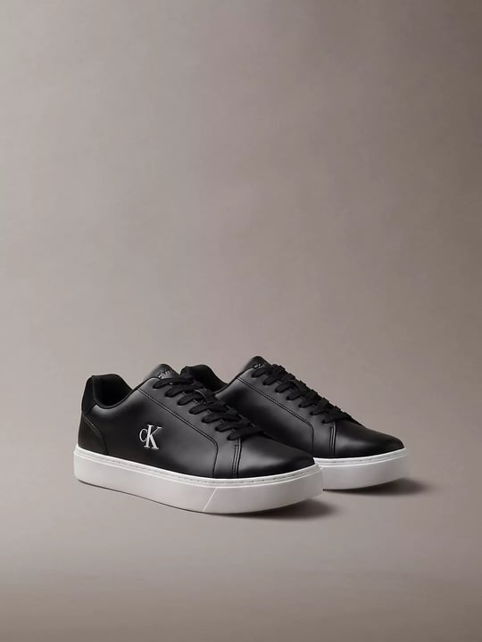 Calvin Klein Calvin Klein Erkek Rahat Taban Bağcıklı Deri Düz Taban Siyah Sneaker YM0YM01435-BEH
