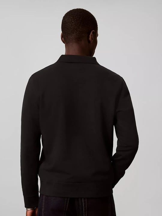 Calvin Klein Calvin Klein Erkek Rahat Kalıp Pamuklu Havlu Kumaş Monogram Nakışlı Uzun Kollu Siyah Sweatshirt LV04RH235G-UB1