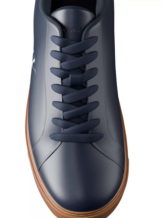 Calvin Klein Calvin Klein Erkek Rahat Taban Bağcıklı Deri Düz Taban Lacivert Sneaker YM0YM01435-0ZV