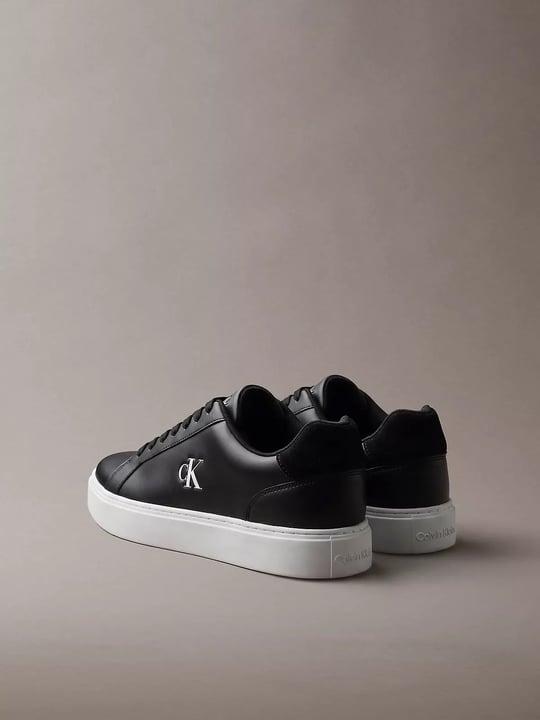 Calvin Klein Calvin Klein Erkek Rahat Taban Bağcıklı Deri Düz Taban Siyah Sneaker YM0YM01435-BEH