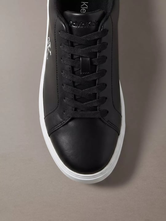 Calvin Klein Calvin Klein Erkek Rahat Taban Bağcıklı Deri Düz Taban Siyah Sneaker YM0YM01435-BEH