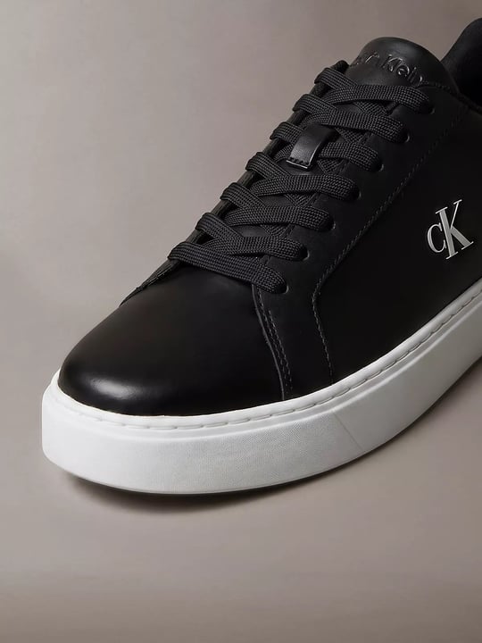 Calvin Klein Calvin Klein Erkek Rahat Taban Bağcıklı Deri Düz Taban Siyah Sneaker YM0YM01435-BEH