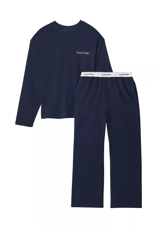 Calvin Klein Calvin Klein Erkek Rahat Kalıp Pamuklu Yuvarlak Yakalı Geniş Paçalı Lacivert Pijama Takımı LV00NM2950-0PP